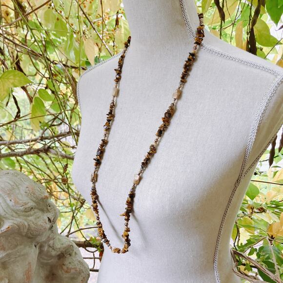 VTG Signed Relios Sterling Silver Tiger’s Eye Jasper Southwestern Necklace Boho - Picture 7 of 11